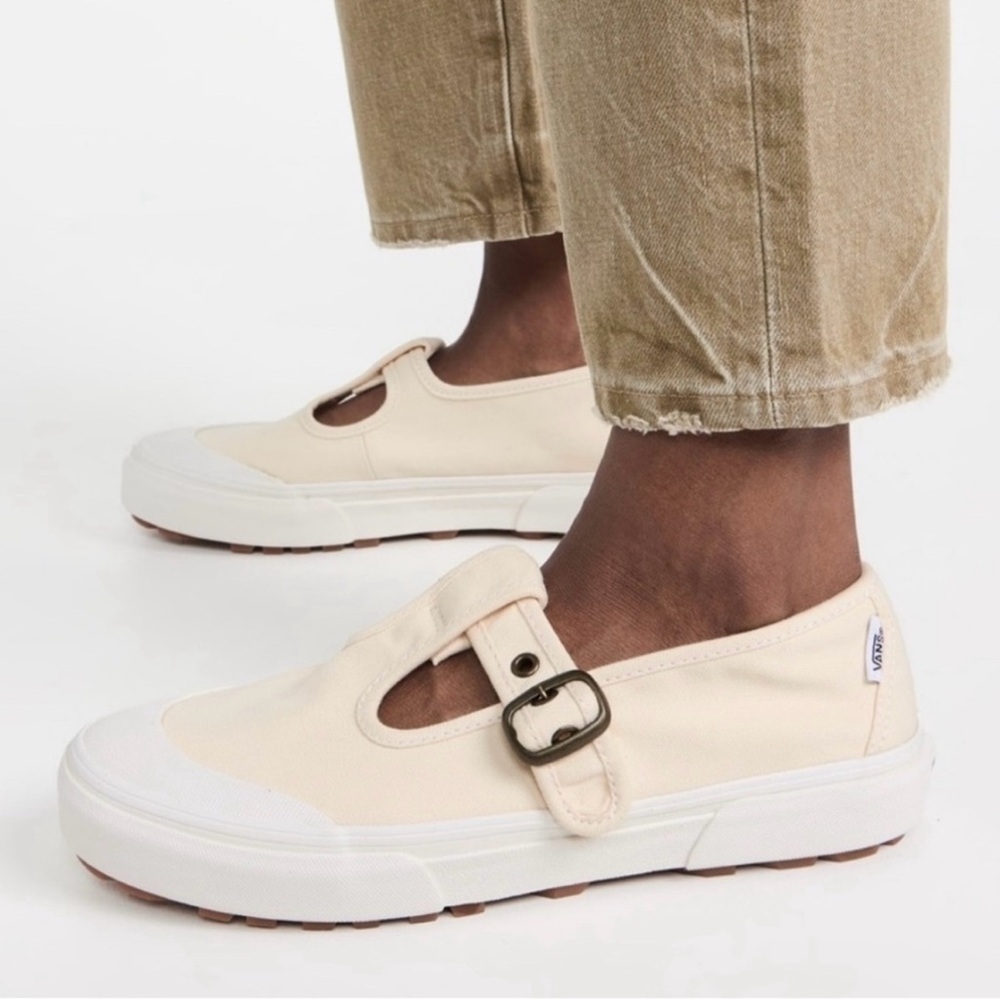 NEW Vans STYLE 93 Beige Canvas White Rubber MARY JANE Sneakers Buckle 8 - Picture 4 of 7